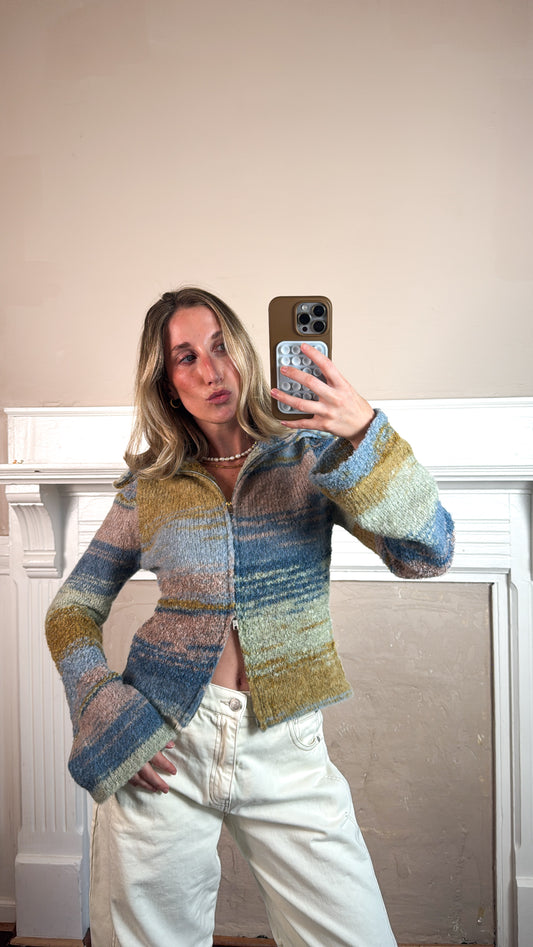 Ombre Zip Up Cardigan - PREORDER