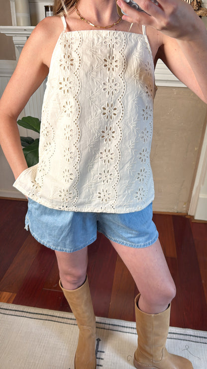 Eyelet Lace Sleeveless Top