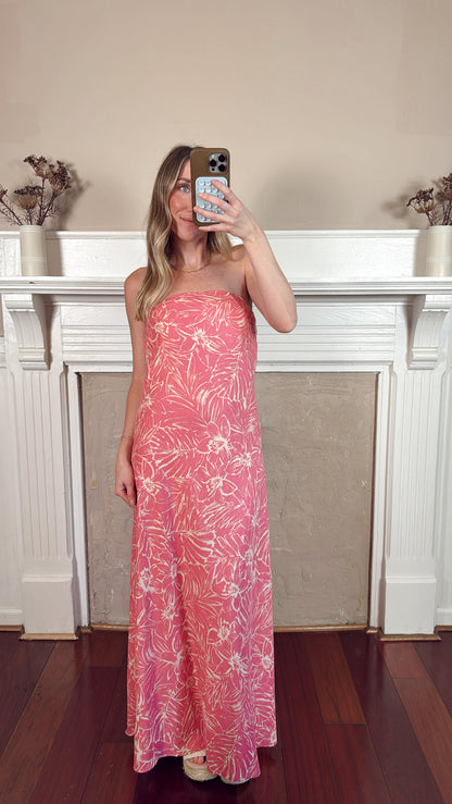 Marie Strapless Floral Maxi Dress