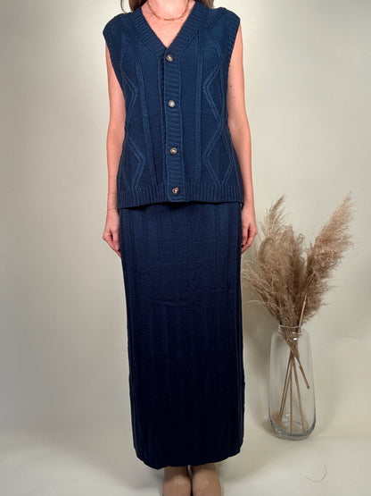 Holiday Vest and Maxi Skirt Two Piece Set