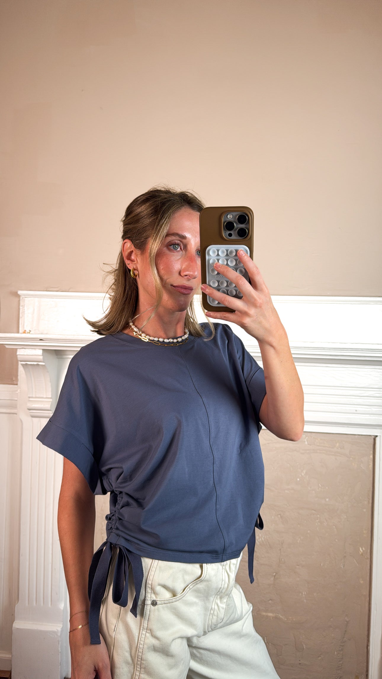 Side Scrunch Tee - Blue