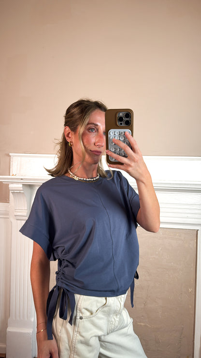 Side Scrunch Tee - Blue