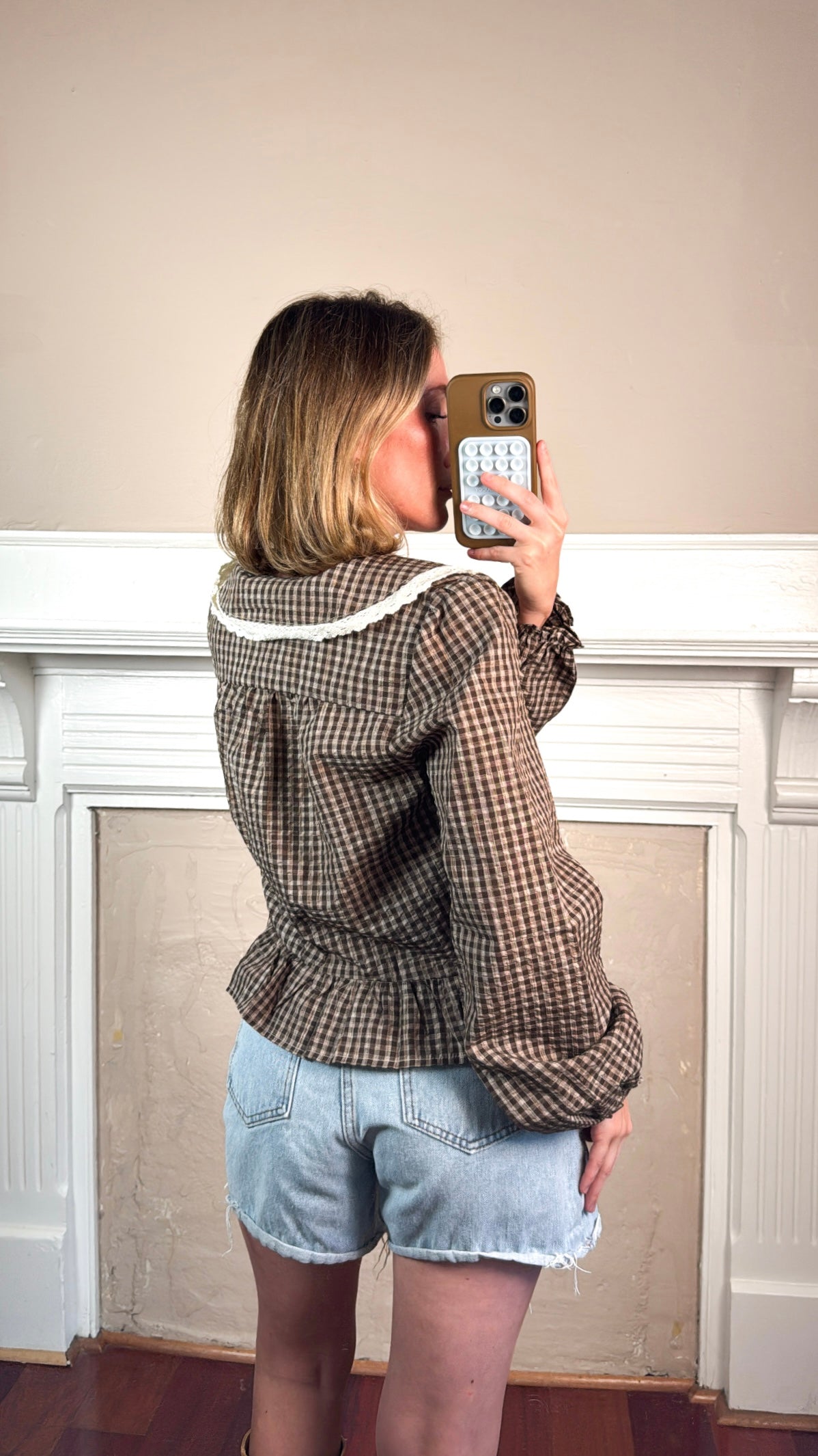 Gingham Peplum Blouse