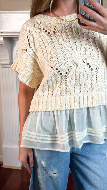 Knit Sweater Peplum Top - PREORDER 3 WEEK