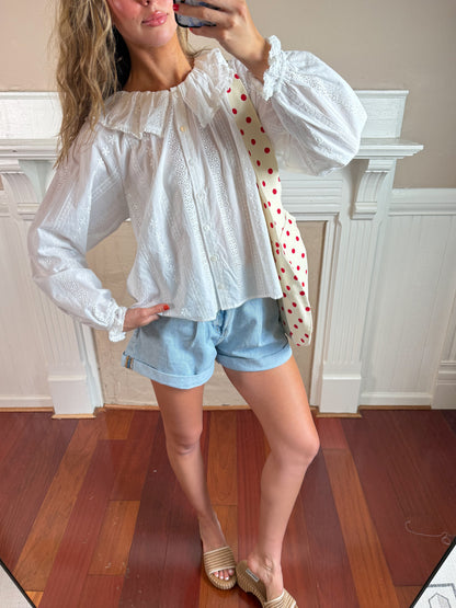 Eyelet Embroidered Long Sleeve Blouse