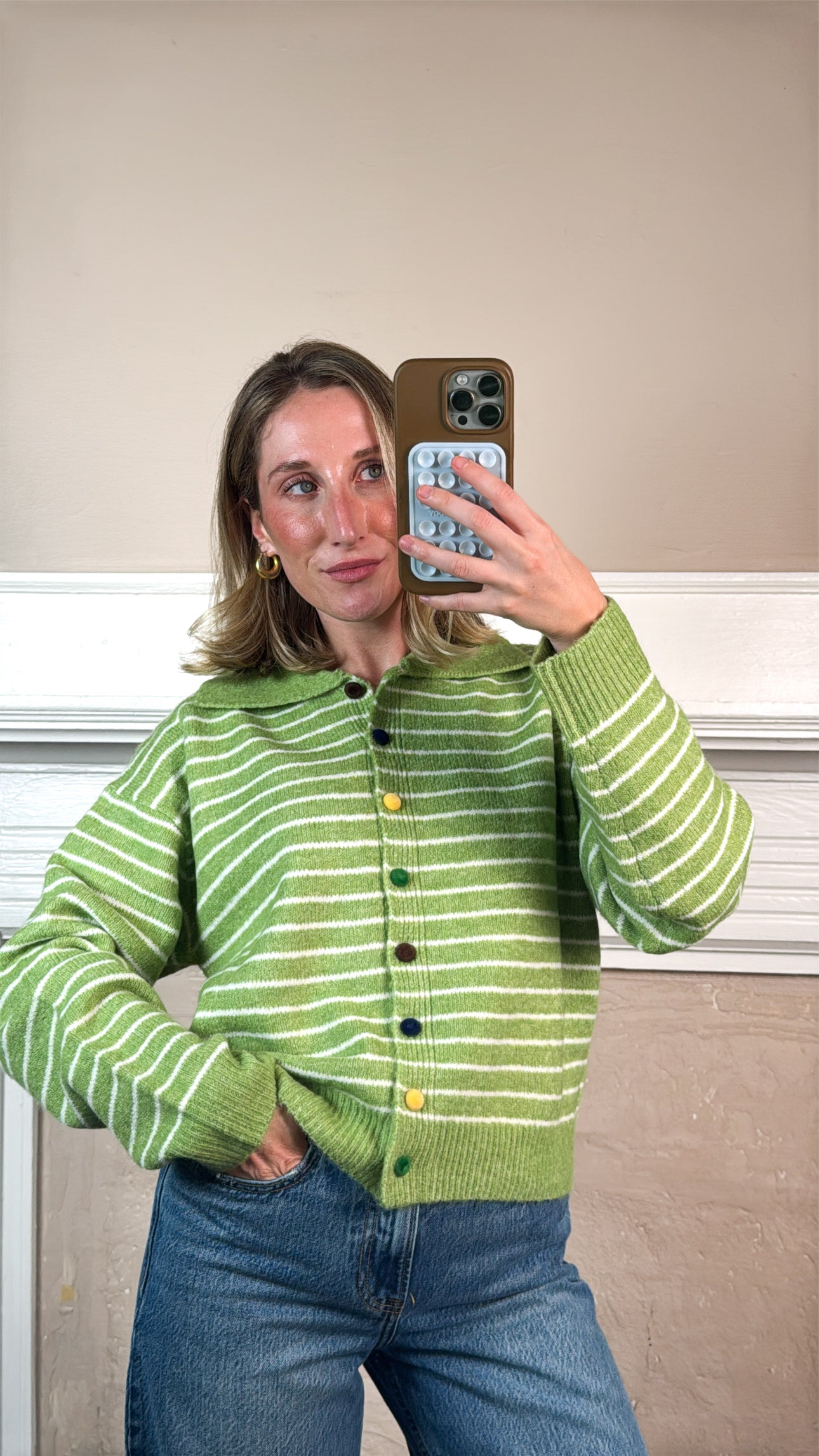 Striped Multicolor Button Cardigan
