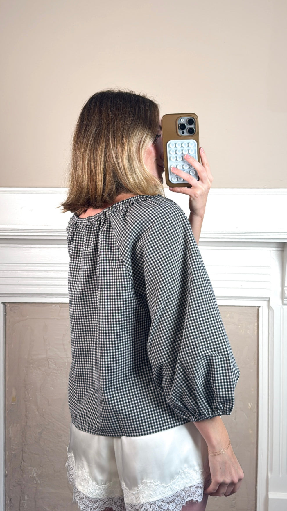 Gingham Peasant Blouse