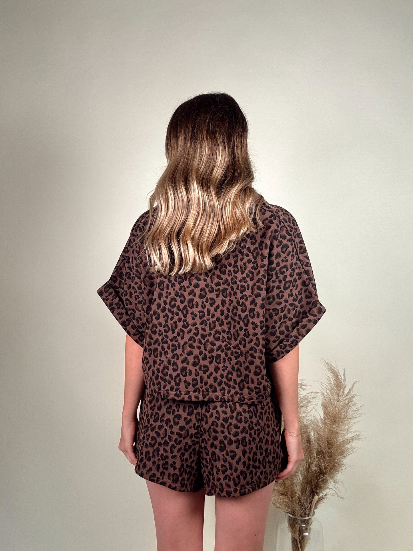 Leopard Print Top and Shorts Set