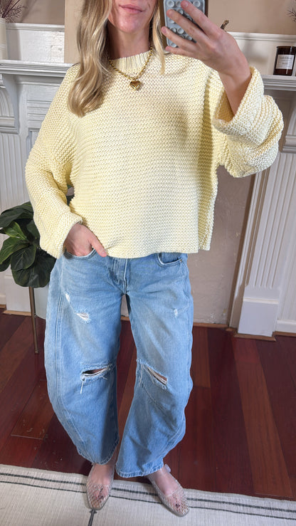 Cassie Crochet Sweater - Butter Yellow