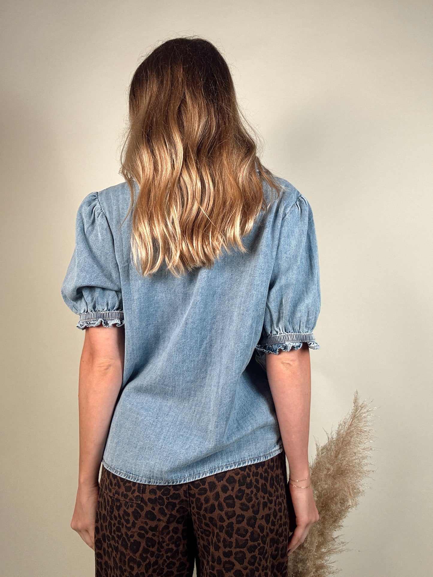 Destiny Denim Button-Up Blouse