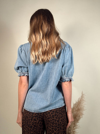 Destiny Denim Button-Up Blouse