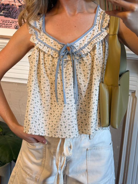 Antique Meadow Ruffled Tank Top