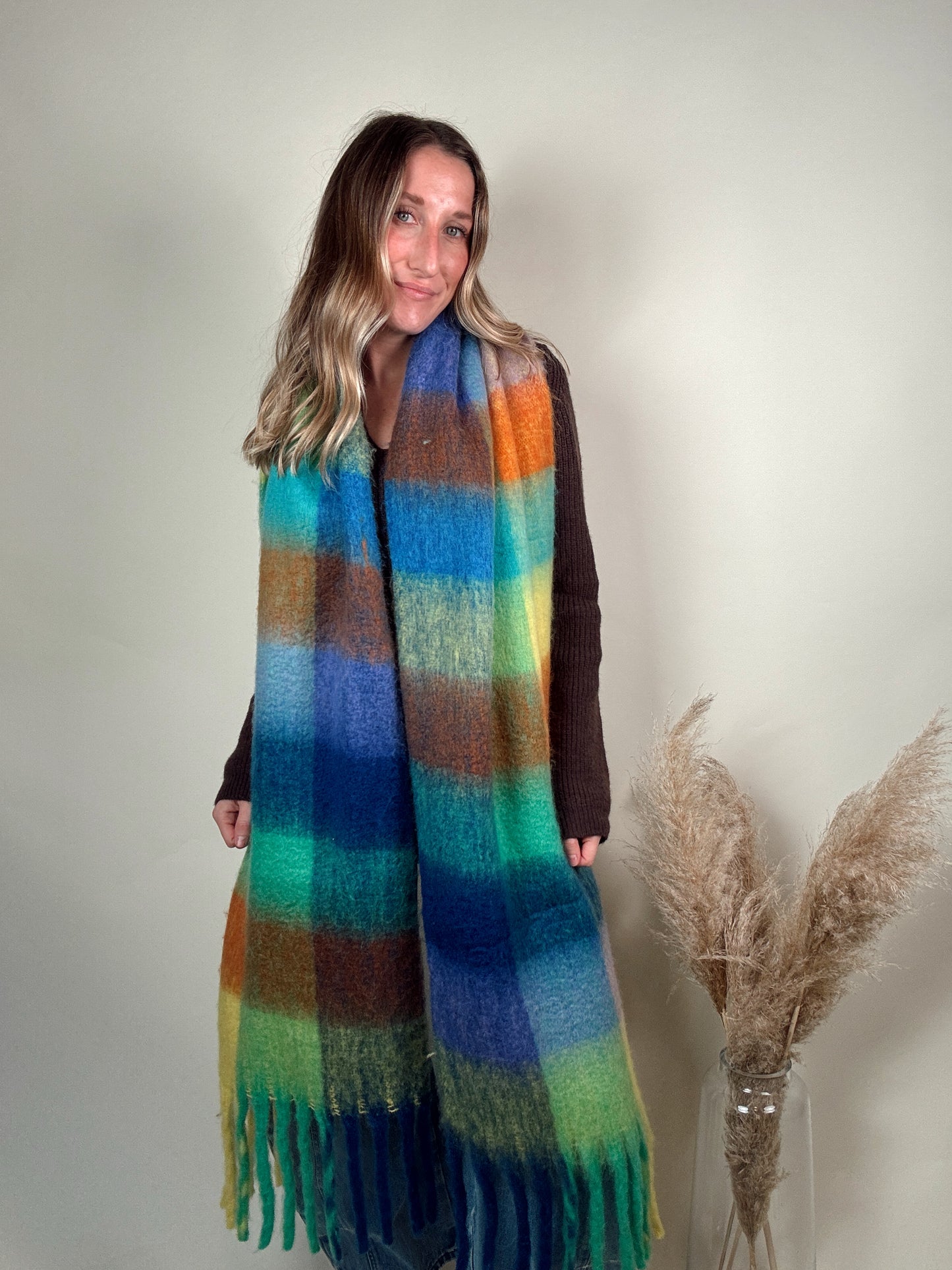 Beaufort Gingham Scarf - Blue Green