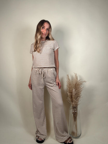 Sunday Lounge Striped Top and Pants Set