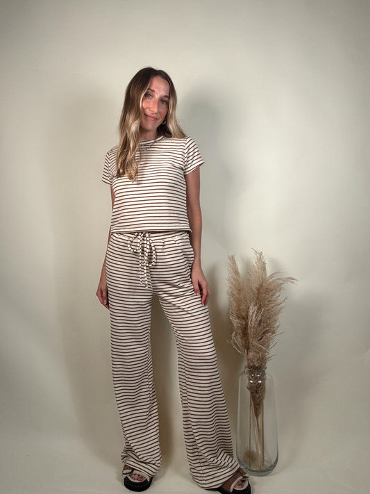 Sunday Lounge Striped Top and Pants Set