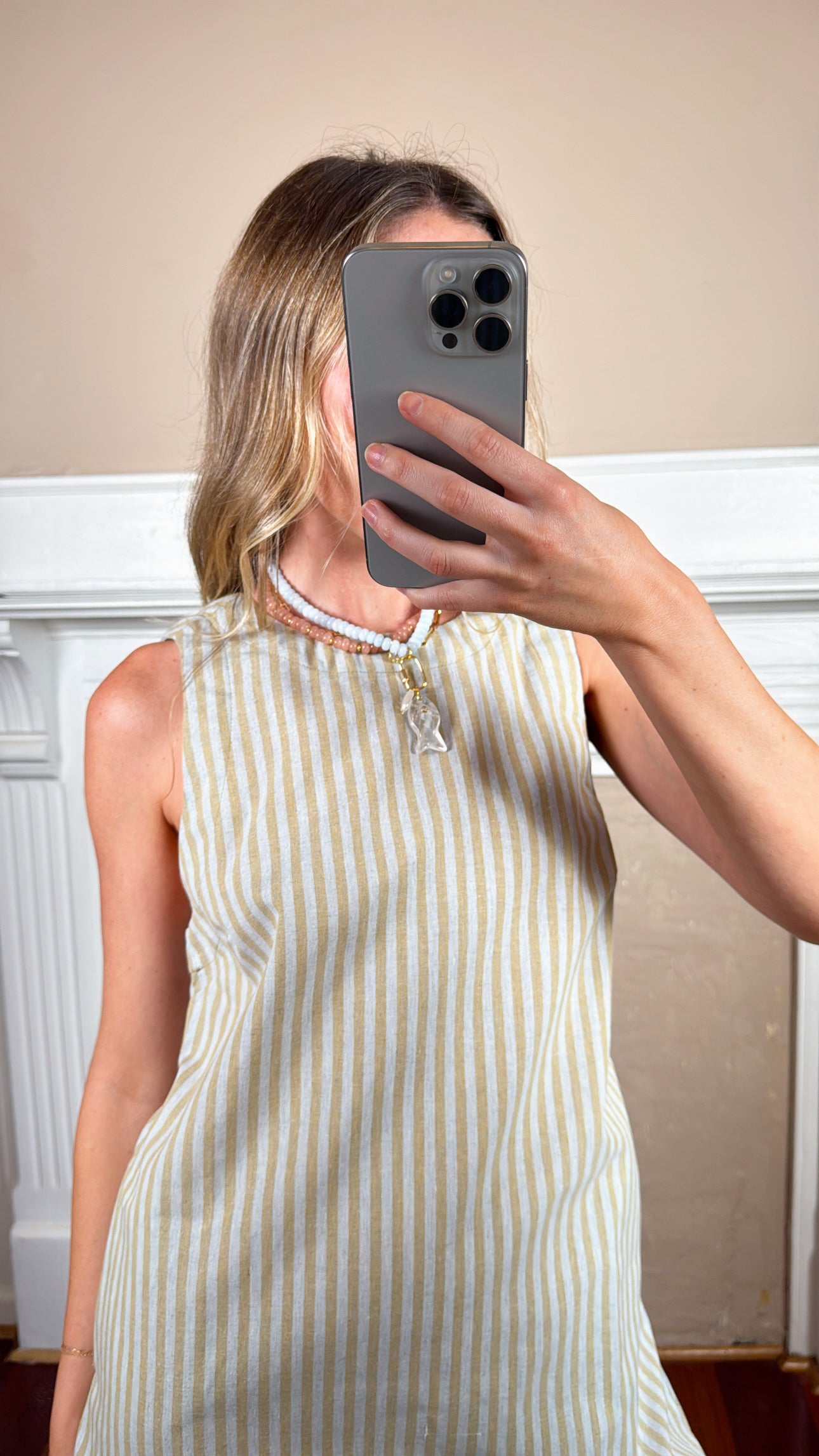 Charis Stripe Open Back Mini Dress - Olive
