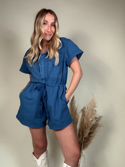 Royal Blue Denim Romper