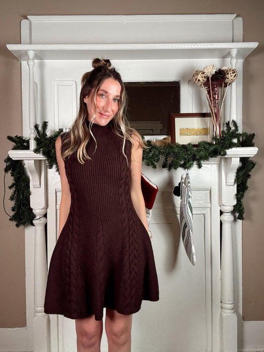 Macy Mock Neck Cable Knit Dress