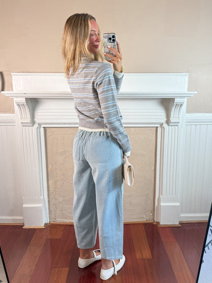 Layer Button Up Cardigan - Heather Grey