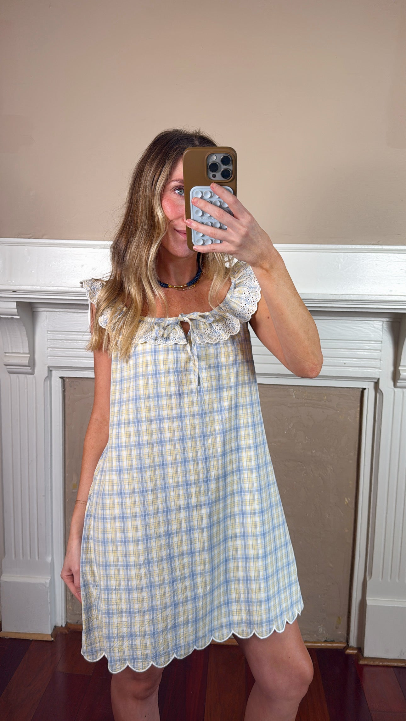 Plaid Ruffle Mini Dress