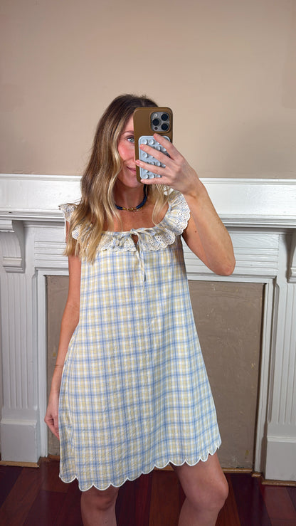 Plaid Ruffle Mini Dress