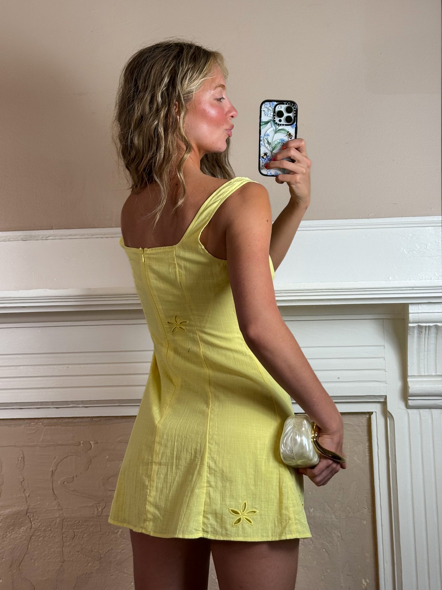 Lemon Floral Embroidered Dress
