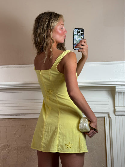 Lemon Floral Embroidered Dress