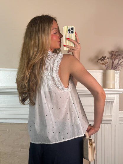 Ivory Dot Smocked Top