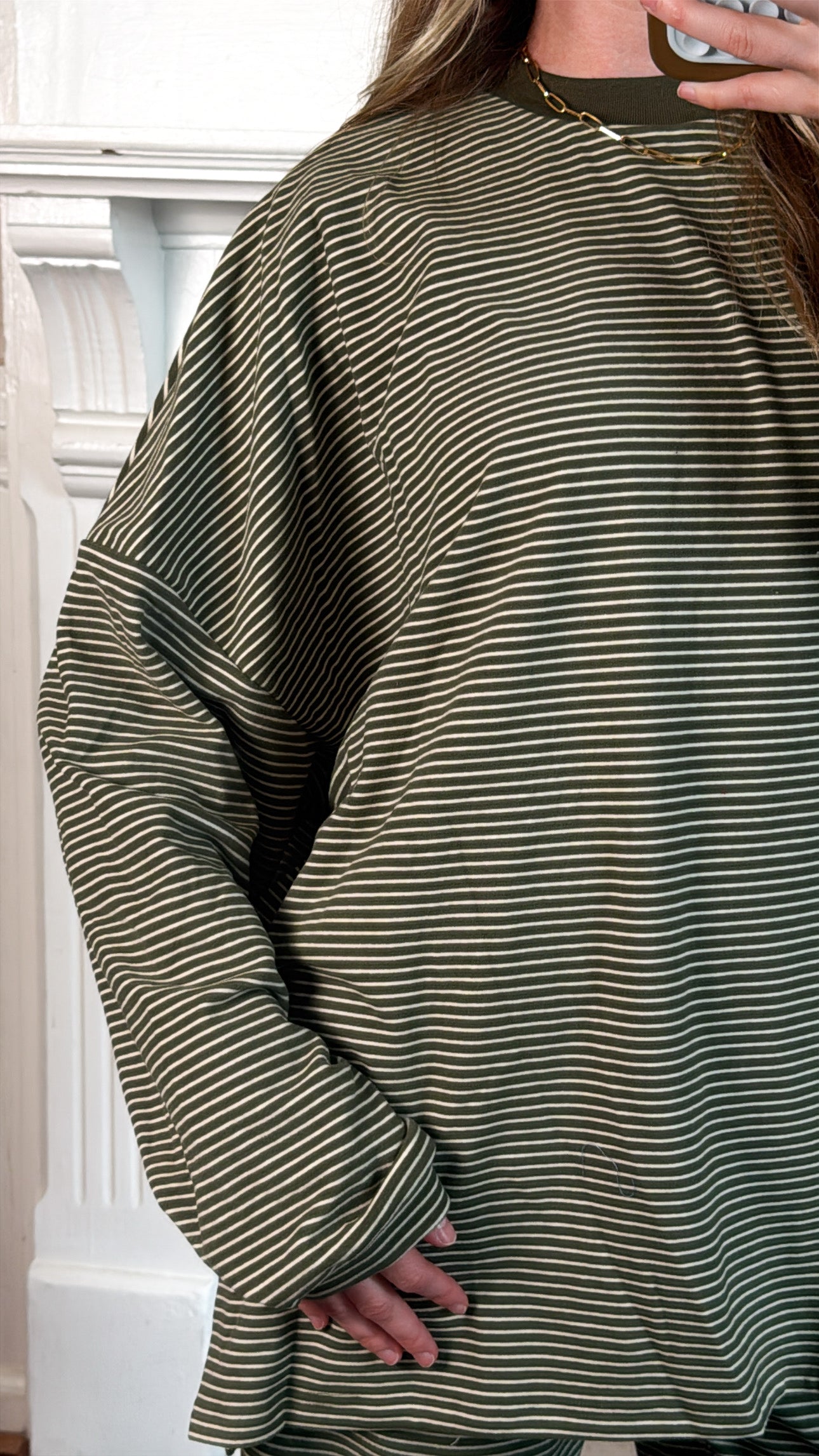 Olive Striped Top