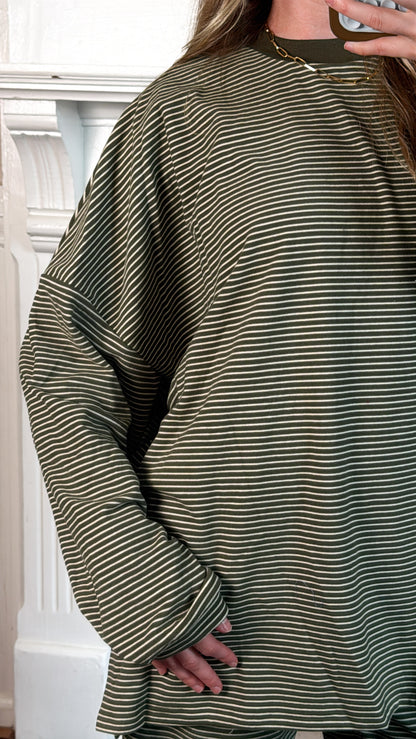 Olive Striped Top