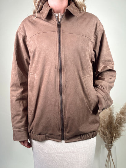 Suede Oversized Bomber Jacket