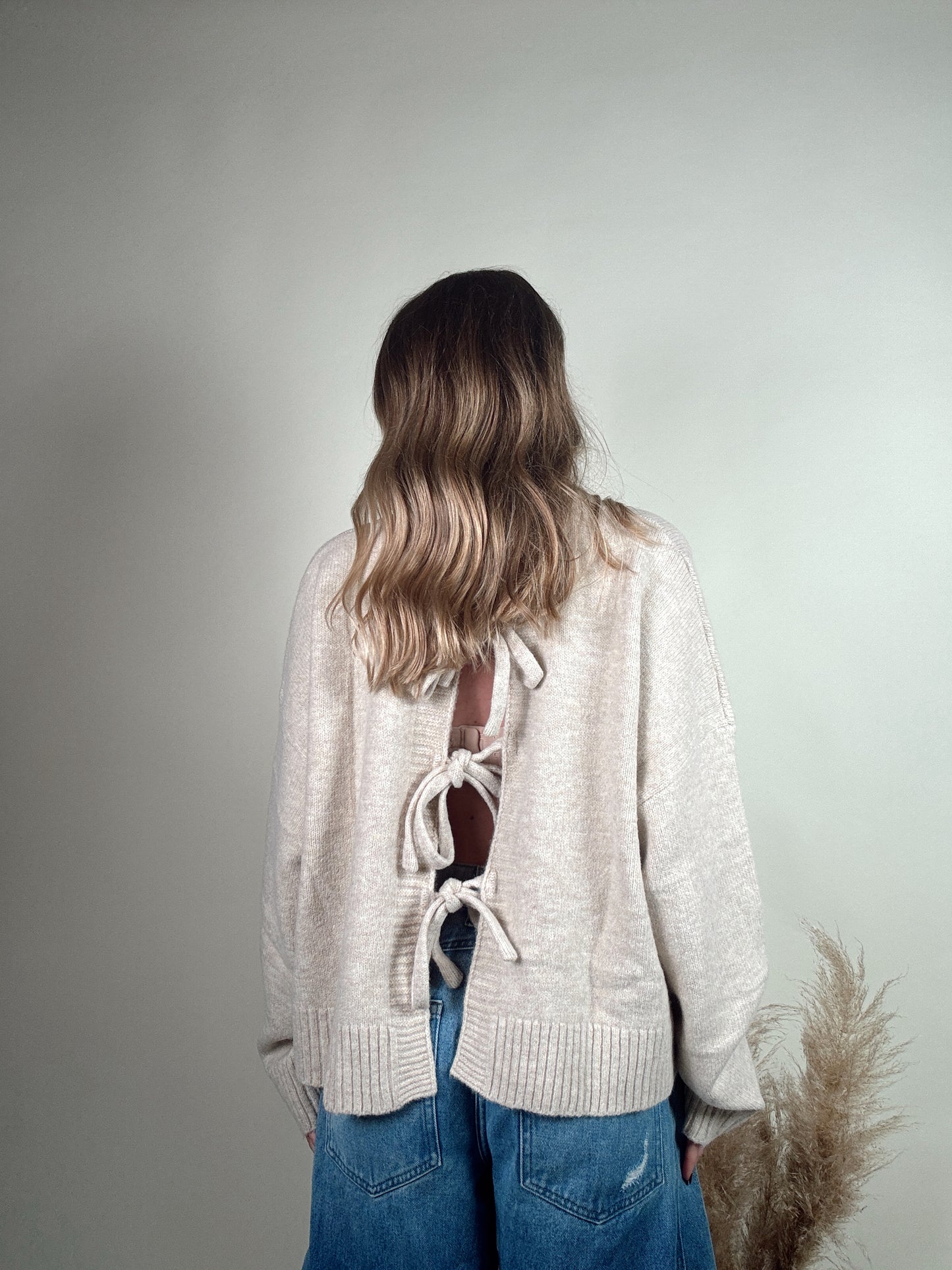 Taupe Tie Back Sweater