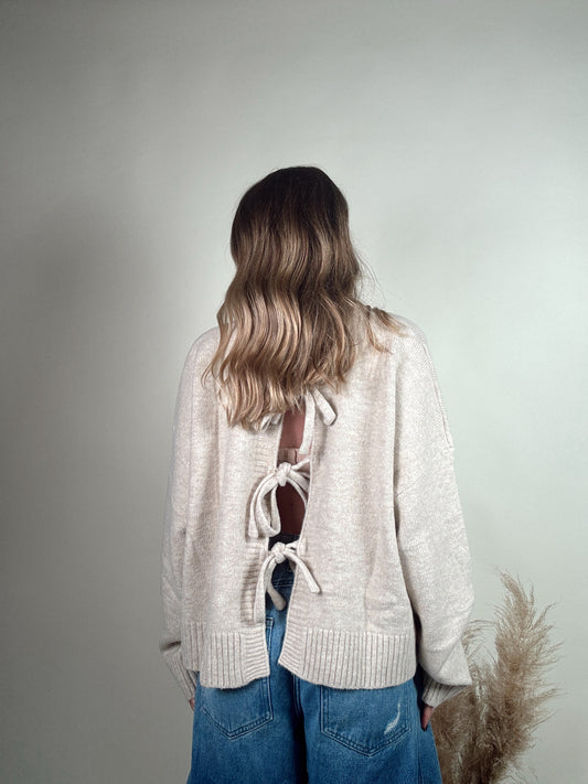 Taupe Tie Back Sweater