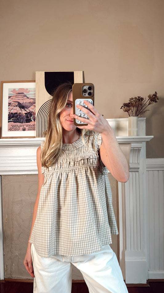 Gingham Ruffle Blouse