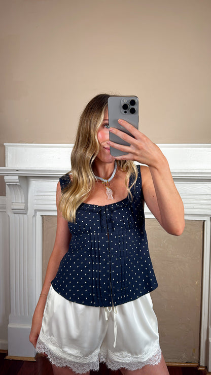 Ashley Polka Dot Tie Back Top