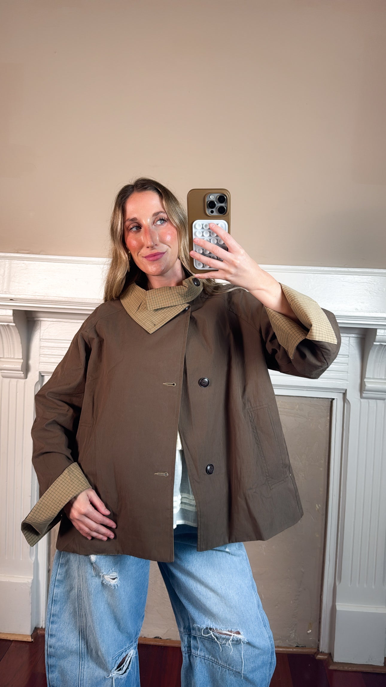 Reversible Plaid Button Jacket - PREORDER 2 WEEK
