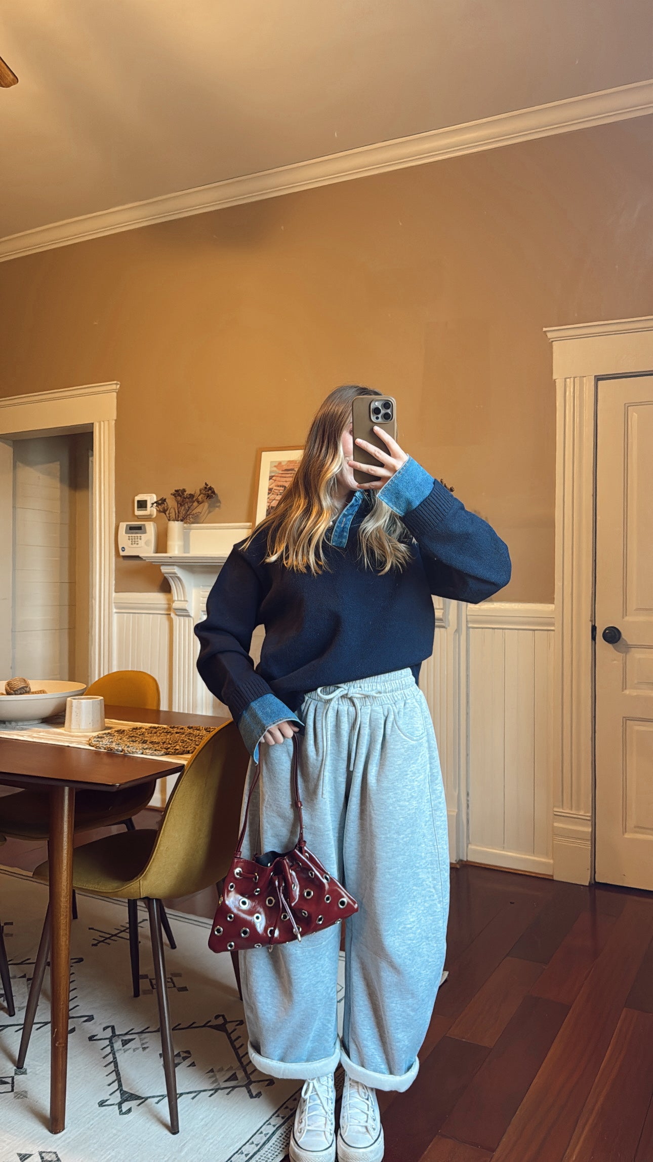 Emely Contrast Knit Top - Navy Blue