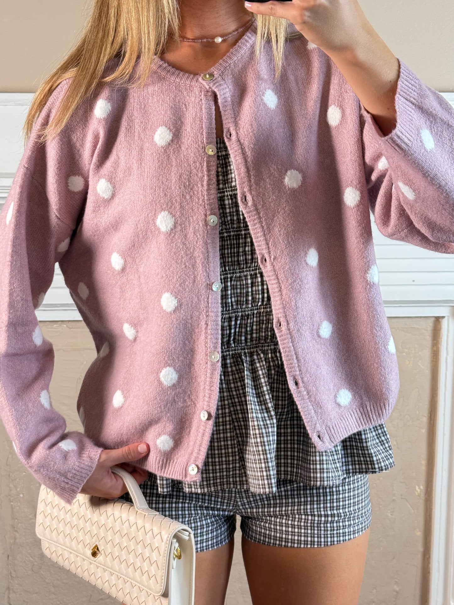 Blush Polka Dot Cardigan