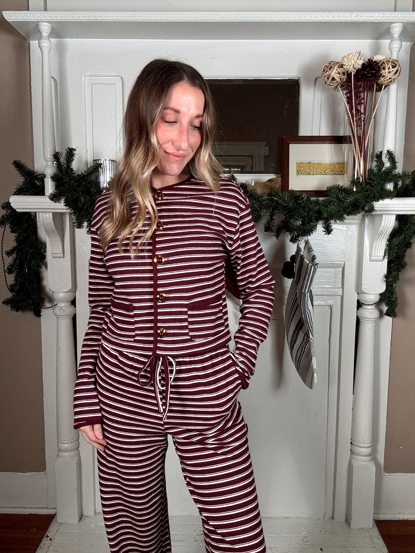 Candy Cane Cardigan and Pants Set