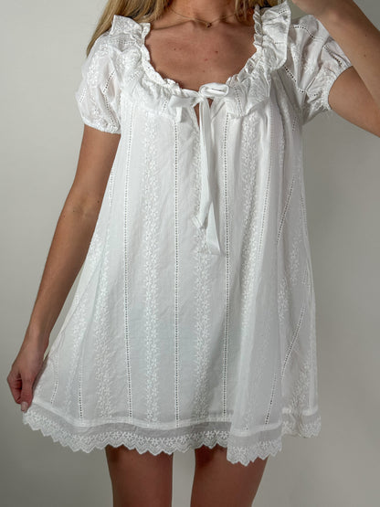 Eyelet Babydoll Mini Dress