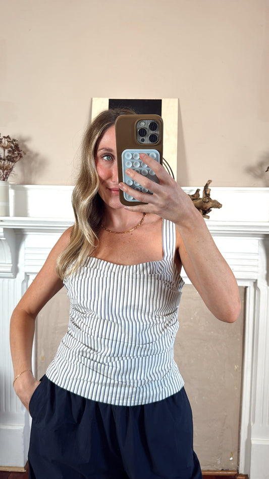 Judith Striped Ruched Corset Tank