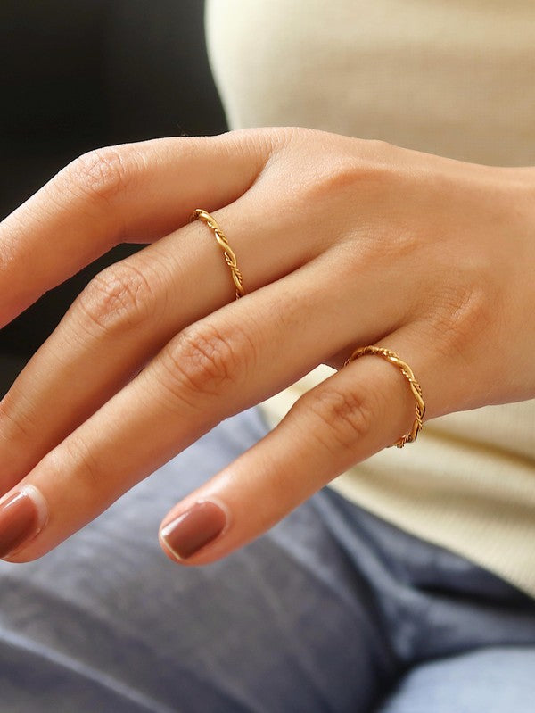 18K Non-Tarnish Minimalist Braided Thin Ring