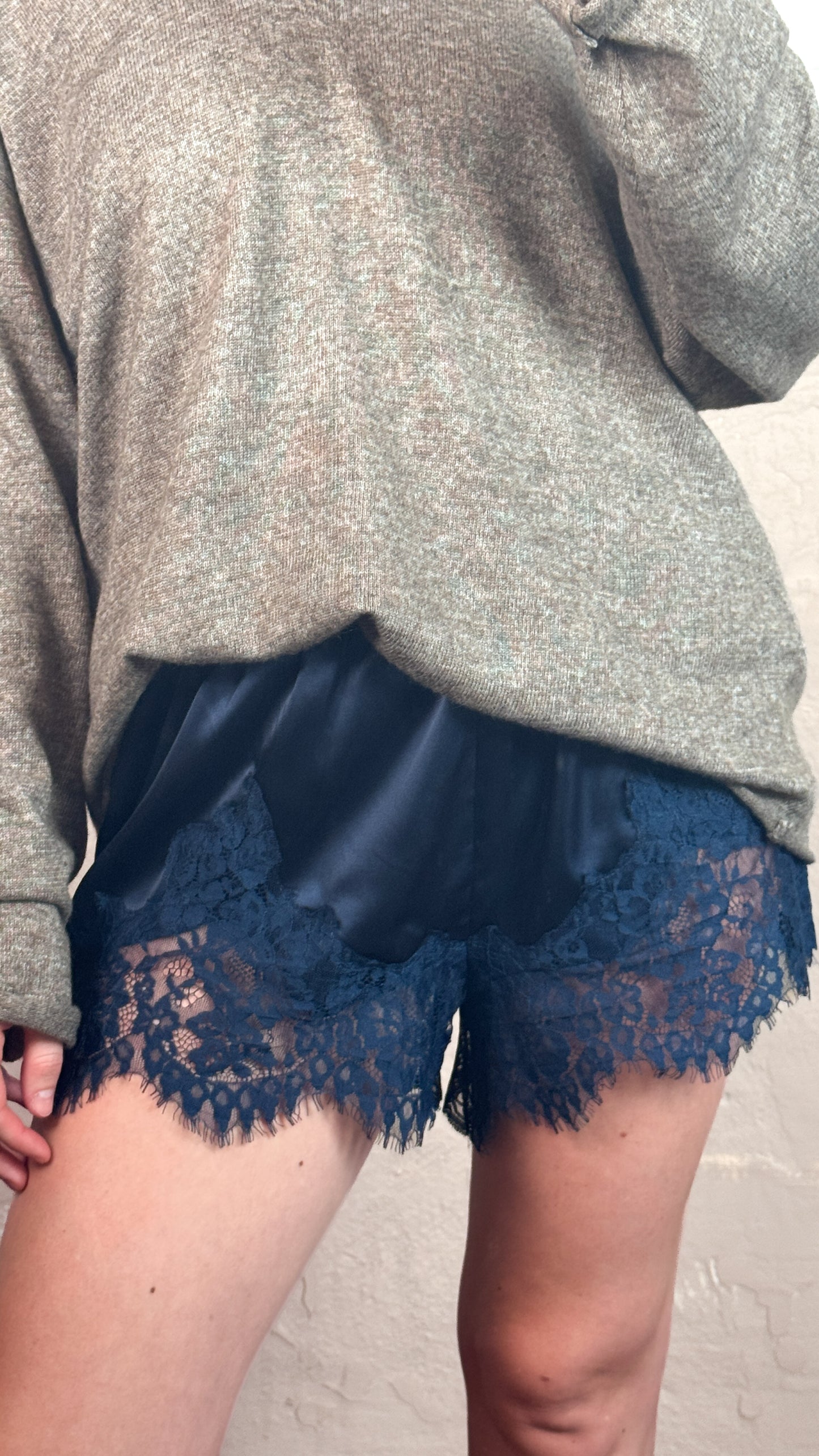 Lace Trim Satin Shorts