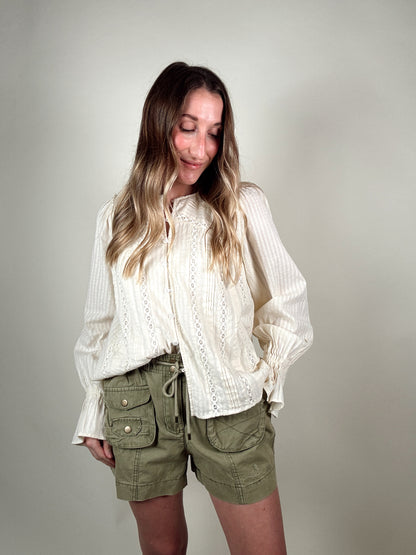 Washed Twill Cargo Shorts