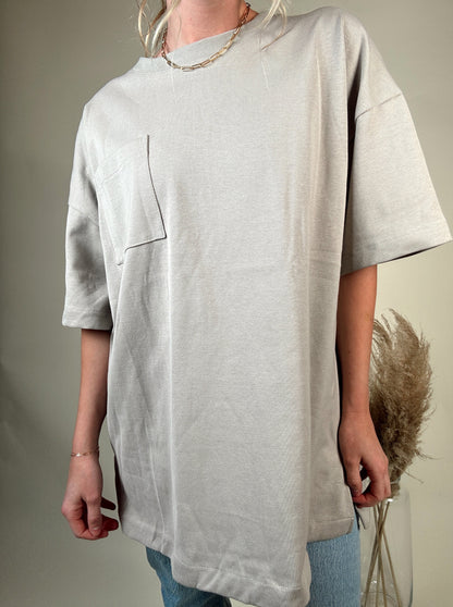 Oversized Boyfriend Cotton Tee with Pocket