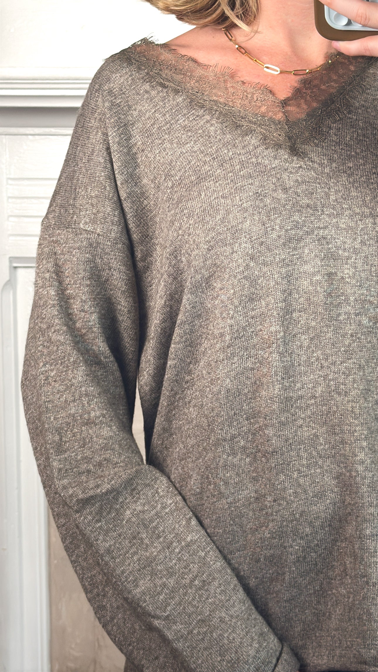 Long Sleeve Lace Knit Top
