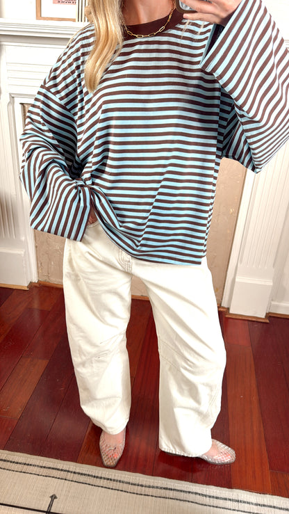 Oversized Striped Basic Top