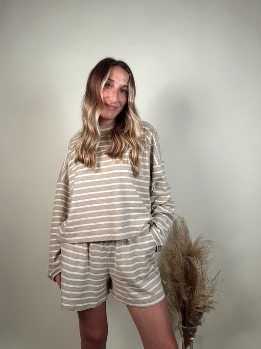 Stay In Striped Top and Shorts Set