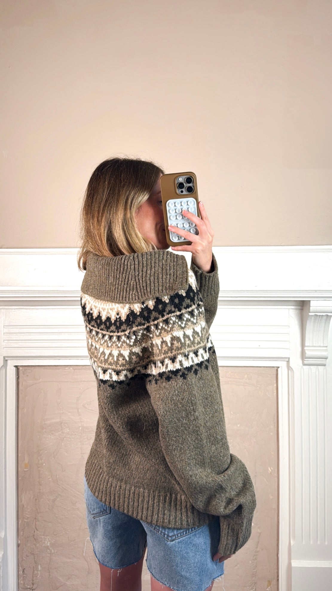 Fair Isle Half Zip Up Pullover