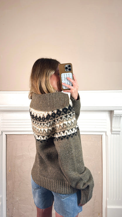 Fair Isle Half Zip Up Pullover